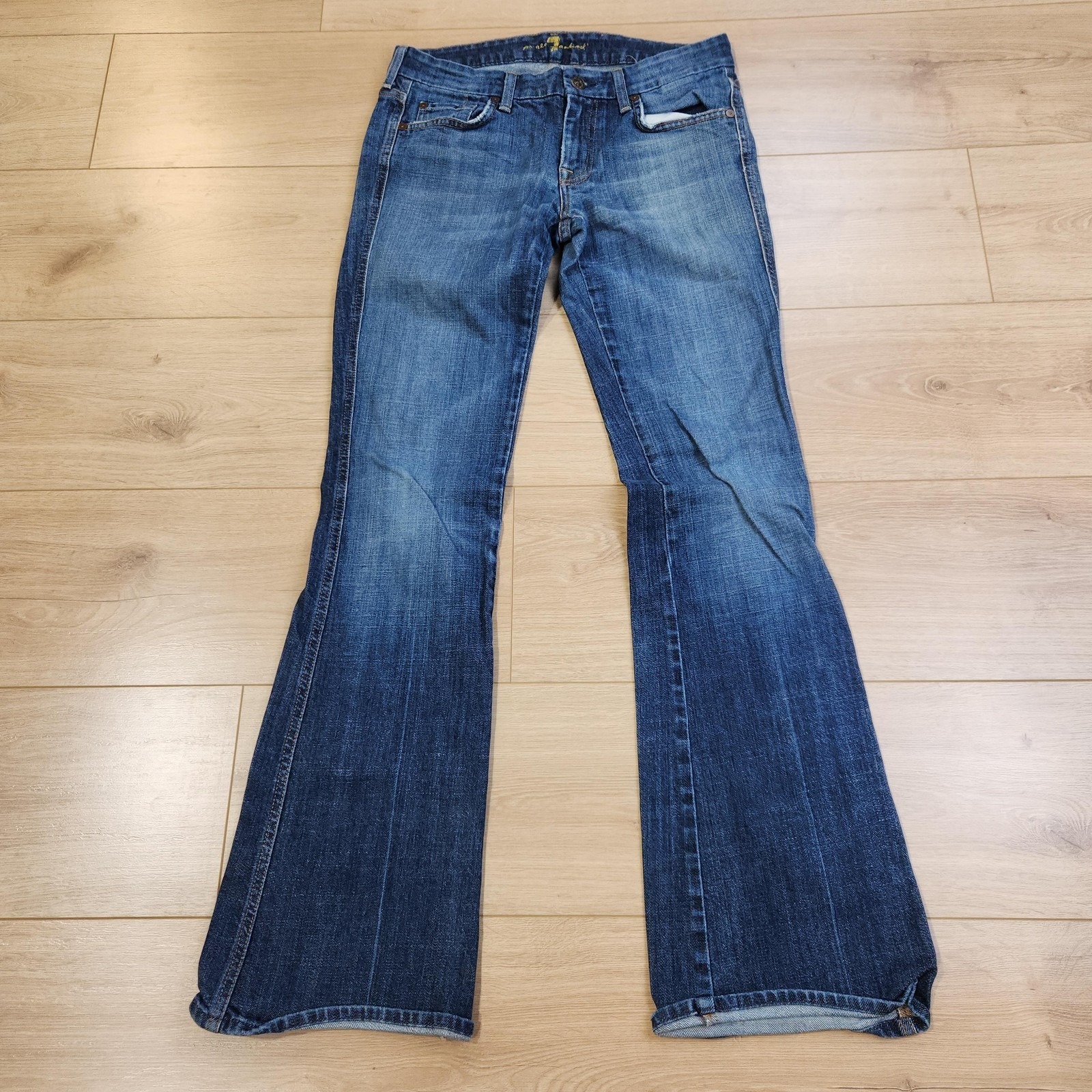 7 For All Mankind A Pocket Bootcut Jeans Womens 28 Blue Low Rise Denim Usa Made